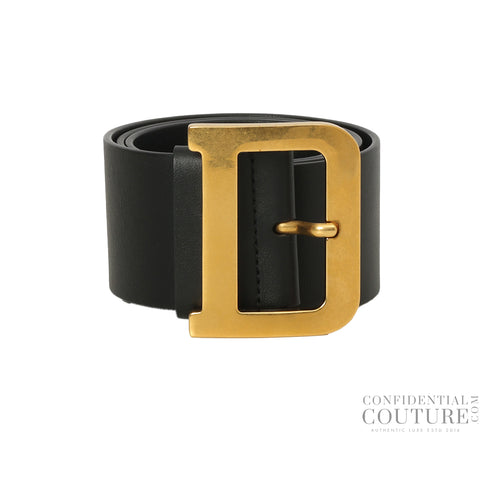 Black Leather DiorQuake Belt Size 75cm