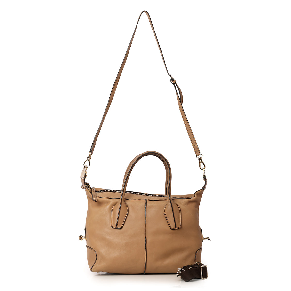 Camel Leather D-Styling Small Bauletto Tote Bag