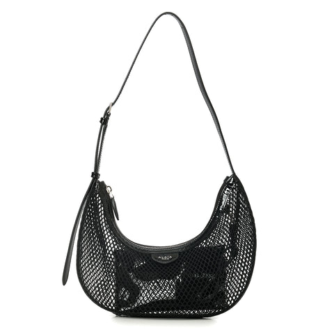 Demi Lune Bag In Fishnet Black Shoulder Bag