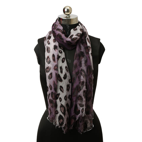 Purple Animal Print Chiffon Scarf