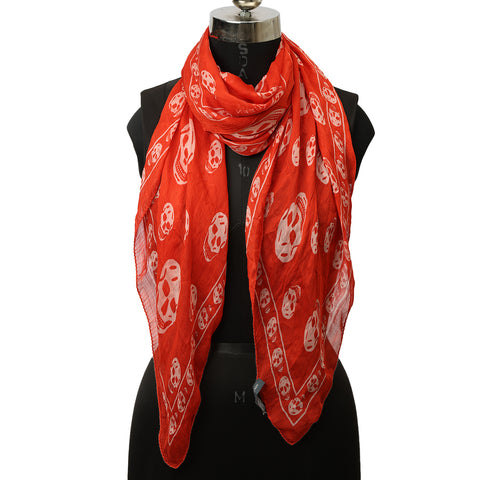 Orange Silk Classic Skull Scarf One Size