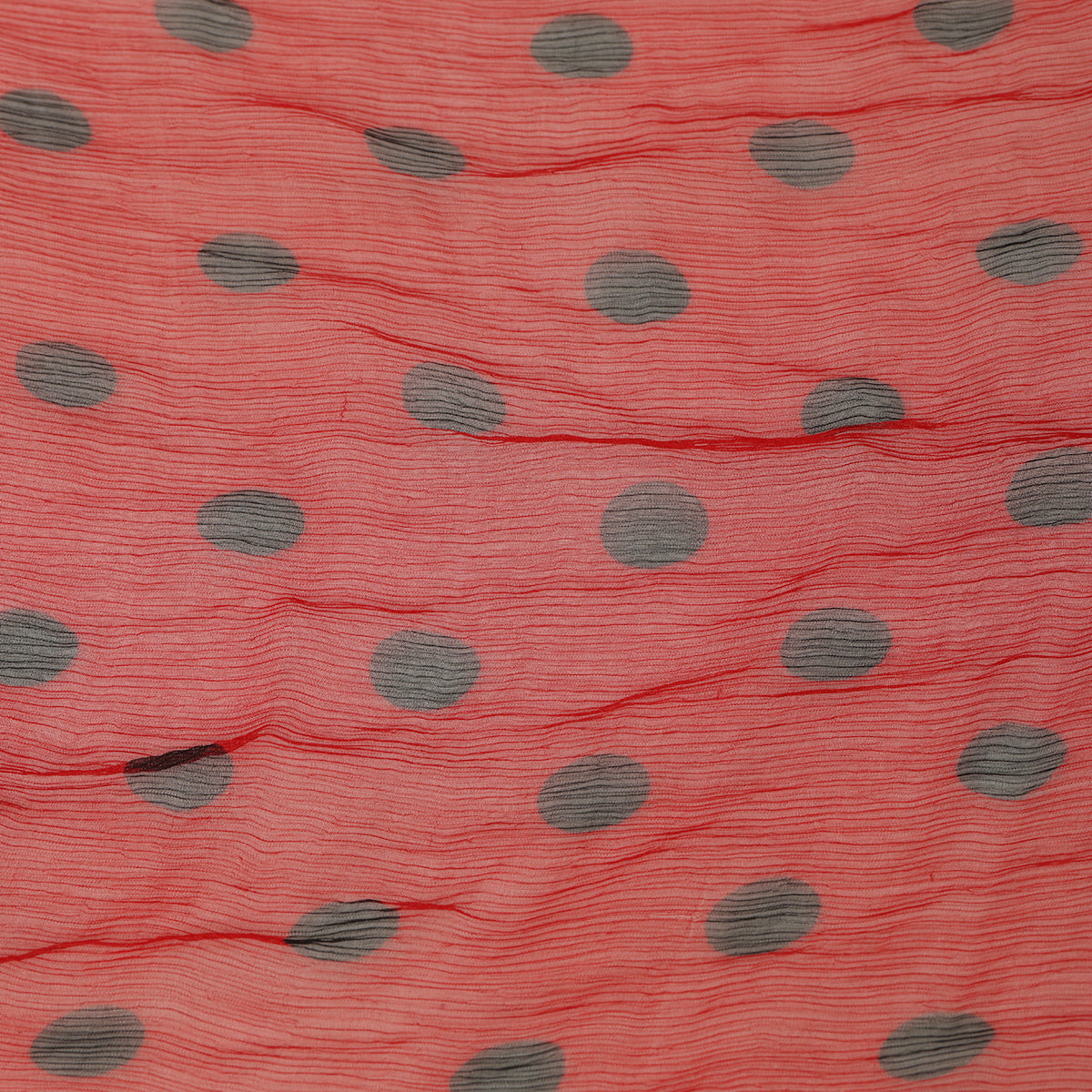 Red And Black Polka Dot Chiffon Scarf One Size