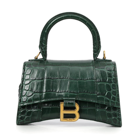Green Croc Embossed XS Hourglass Bag