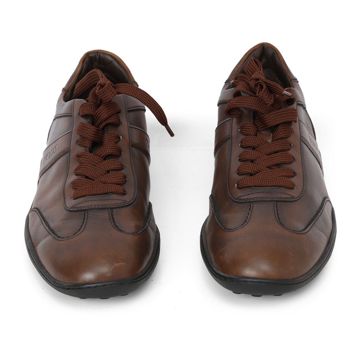 Brown Leather Driving Comfort Sneakers- 7.5