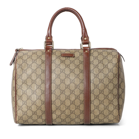 Beige/Brown GG Coated Canvas Medium Joy Boston Bag