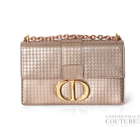 Rose Gold Micro-Cannage Patent Leather 30 Montaigne Shoulder Bag