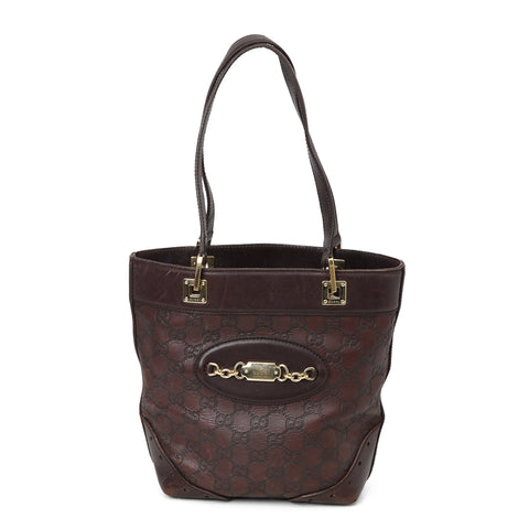 Brown Guccissima Leather Chain Small Tote Bag