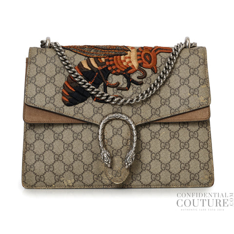 Beige/Brown GG Supreme Medium Dionysus Bee Bag