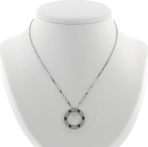 Love Diamond Pendant Paved In 18K White Gold