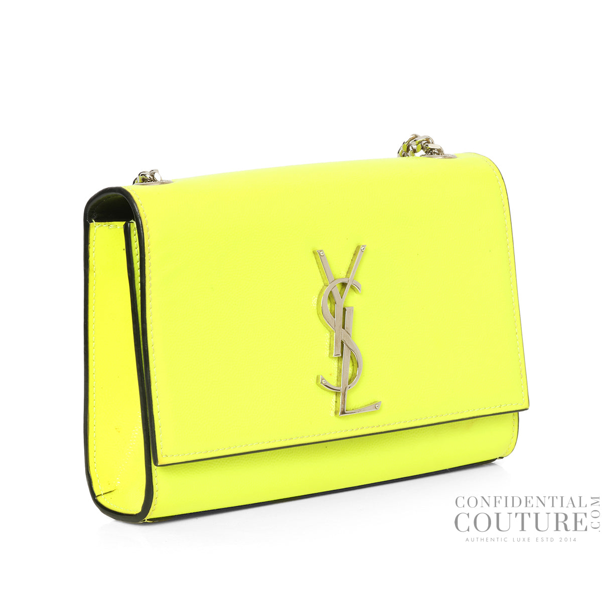 Saint Laurent Neon Yellow Small Kate Bag