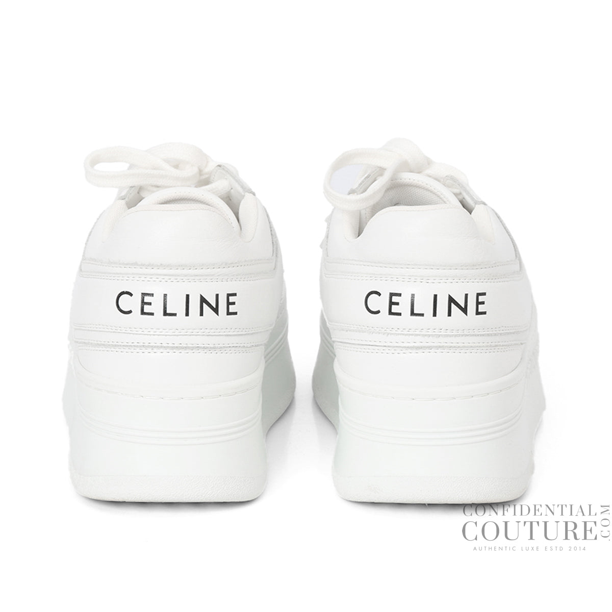 White Block Sneakers With Wedge Outsole In Calfskin EU 39