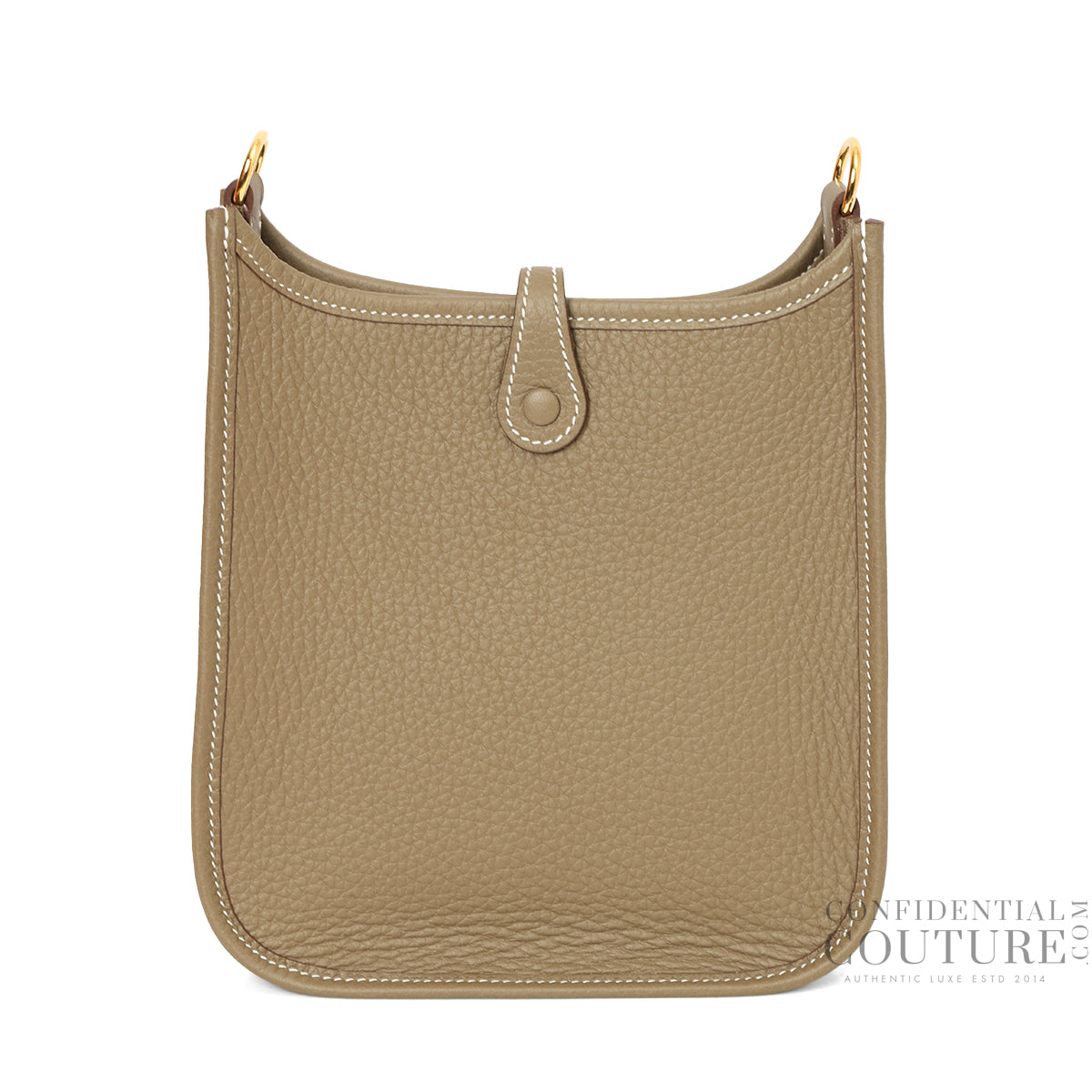 Evelyn 16 Amazone Taurillion Clemence Etoupe and Navy Crossbody Bag
