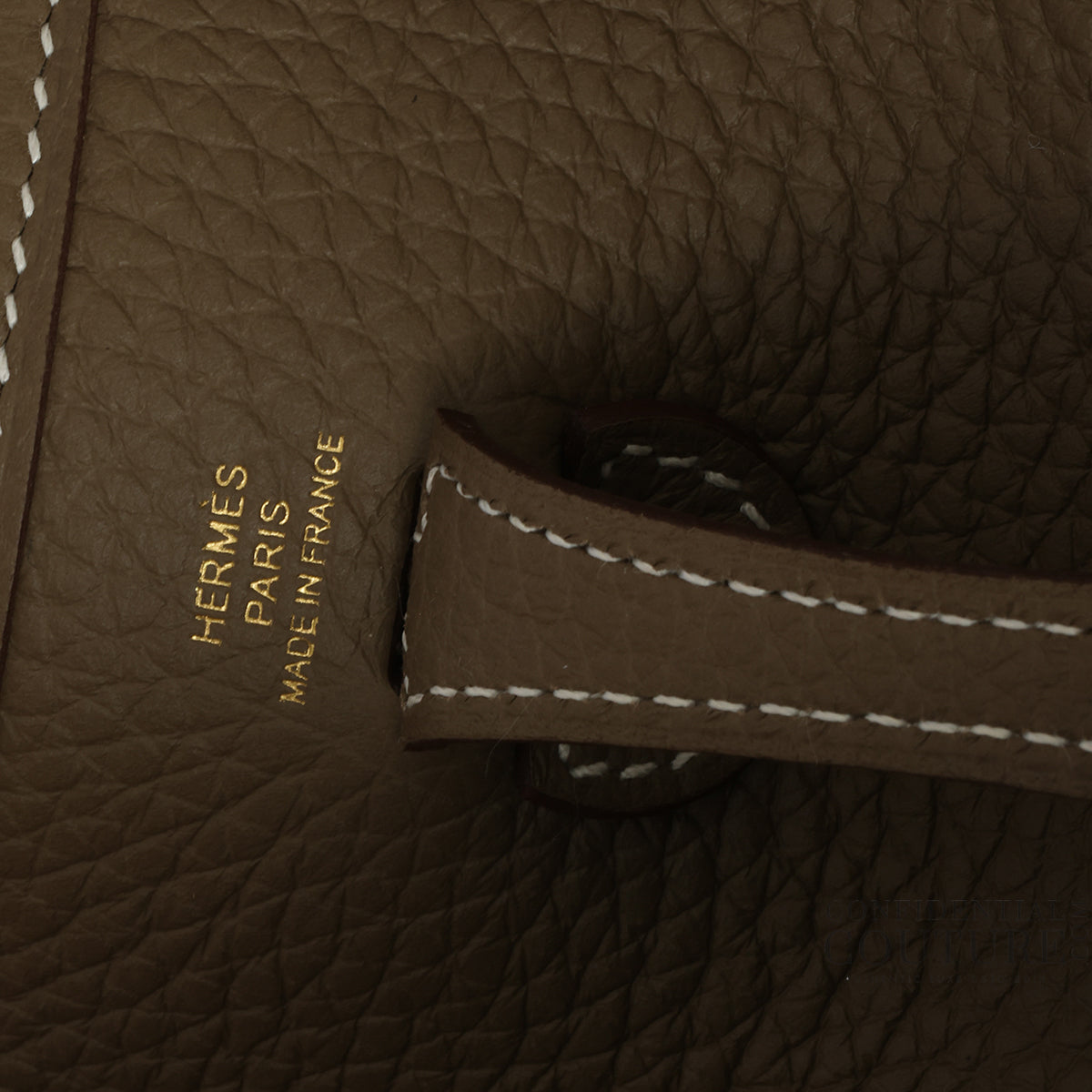 Evelyn 16 Amazone Taurillion Clemence Etoupe and Navy Crossbody Bag