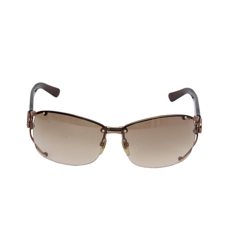 Bronze Metal Frame Gradient Tint Crystal GG Sunglasses-2820