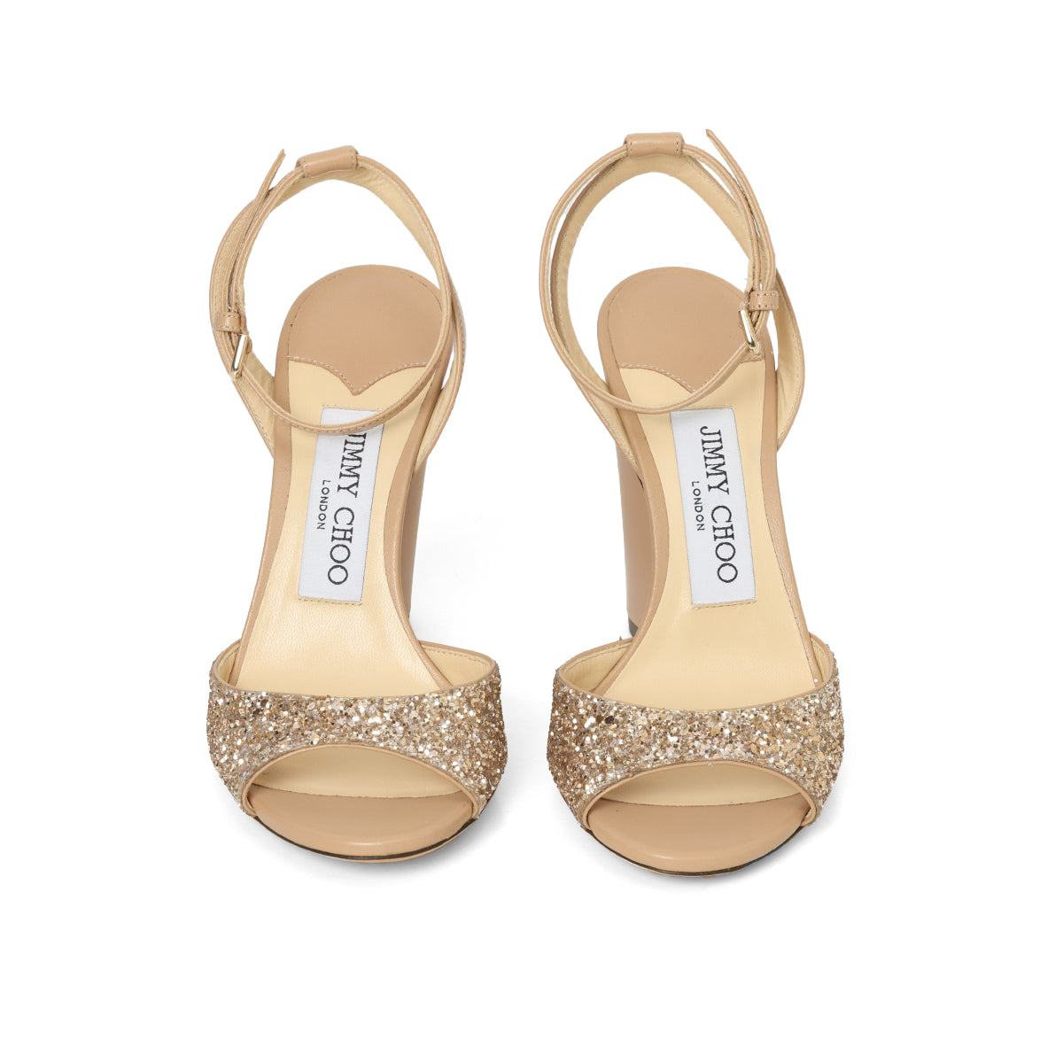 Metallic Rose Gold Coarse Glitter and Leather Miranda Peep Toe Ankle Strap Sandals EU 35 | IT35 | UK 2 | US 5