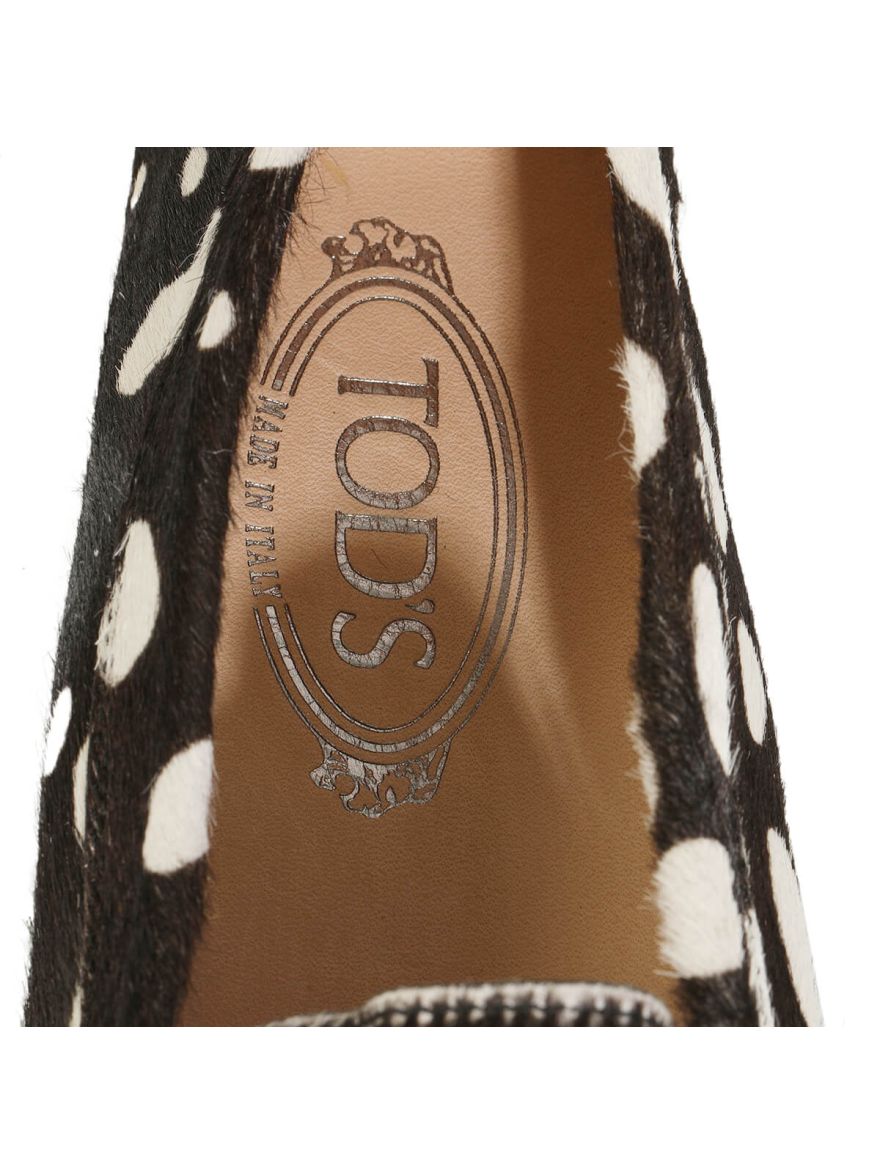 Black and White Spotted Pony Hair Loafers/Size-38.5EUR