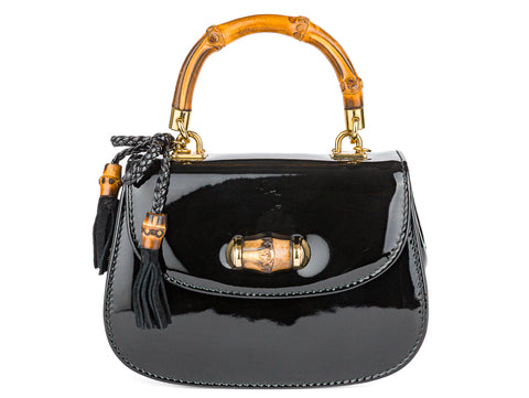 Black Vintage Bamboo 1947  Mini Top Handle Bag