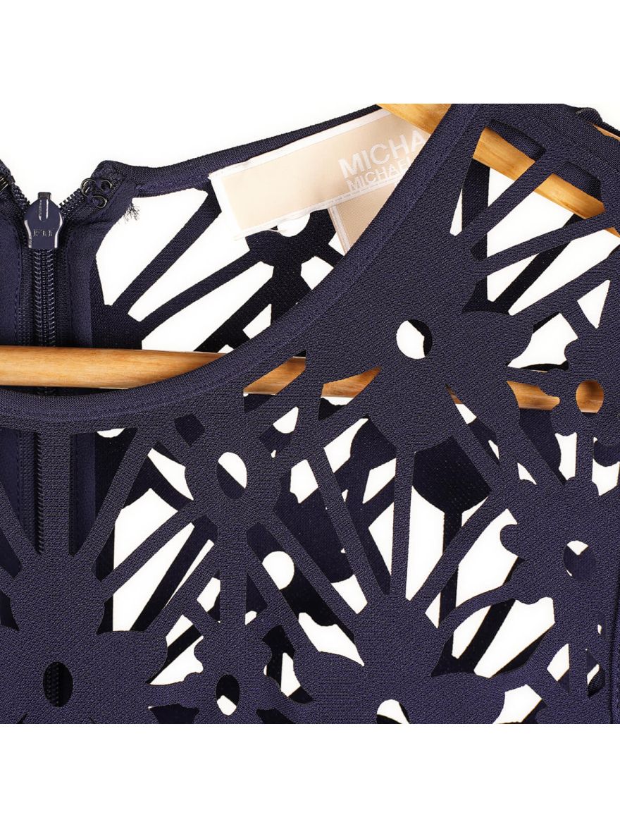 Women's Petite Laser-Cut Fit & Flare Dress - True Navy Size - 2