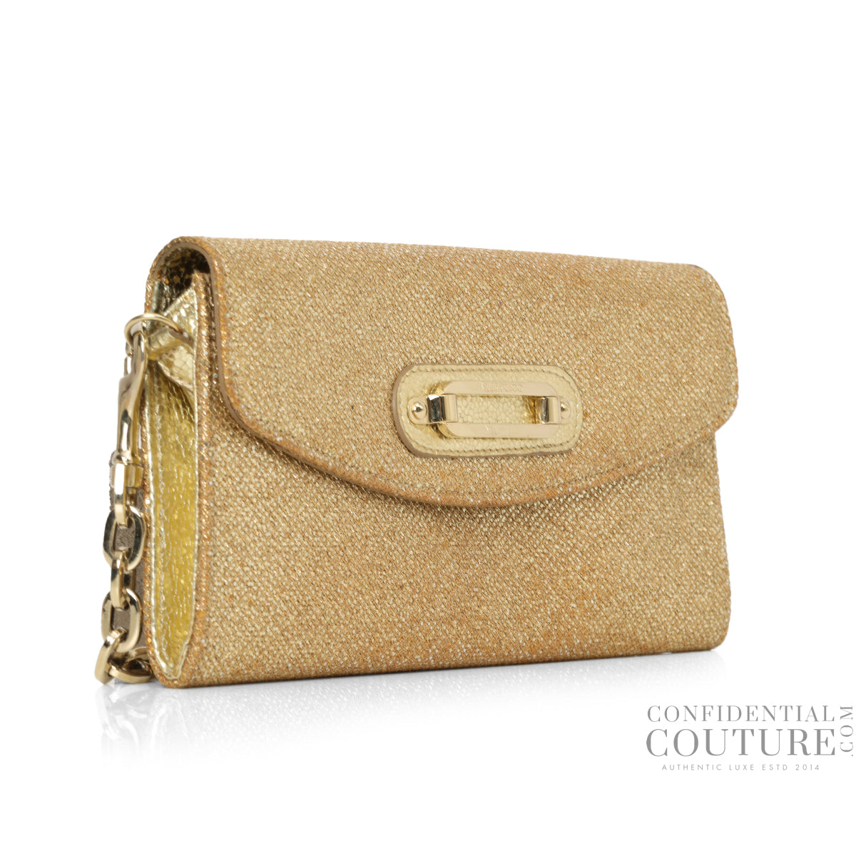Gold Glitter Fabric Tilsa Clutch
